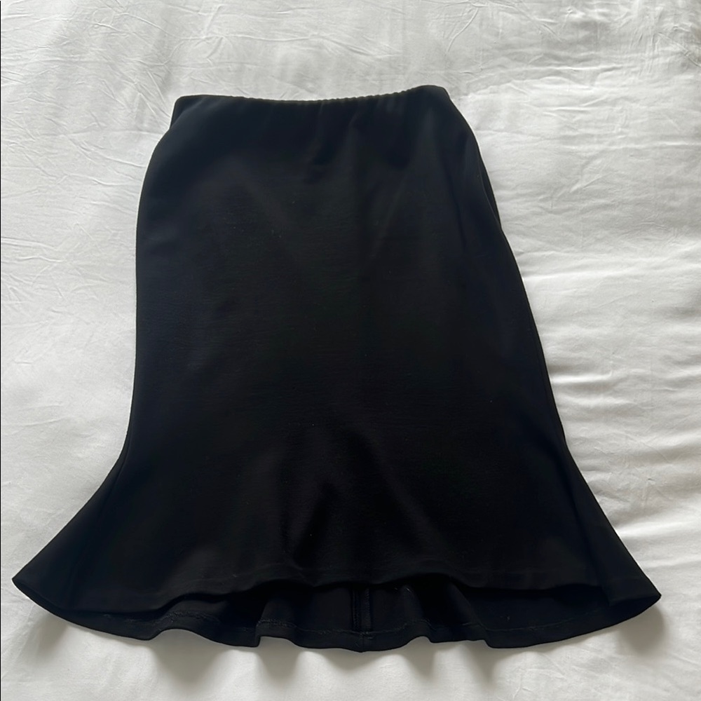 L'AGENCE Black Ruffled Trumpet Midi Skirt